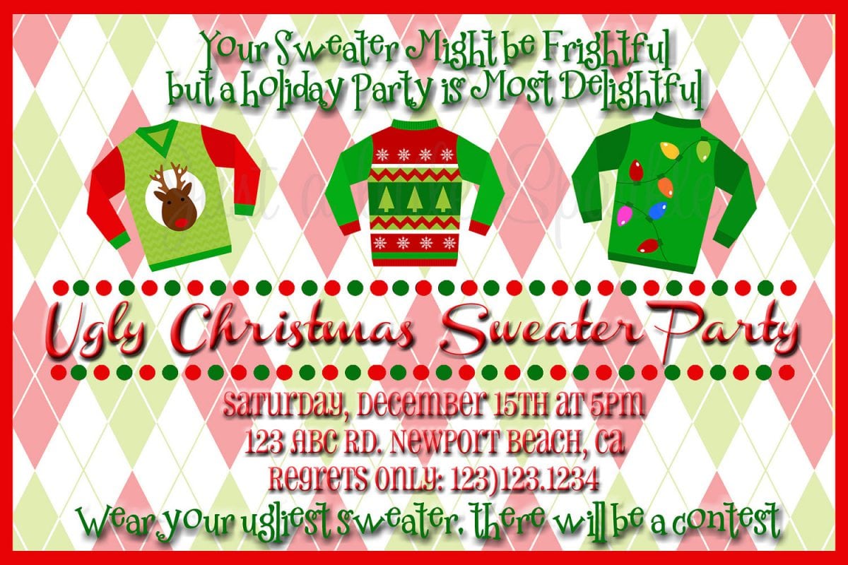 Ugly Christmas Sweater Invitation Wording â Happy Holidays!